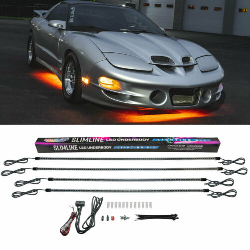 LEDGlow 4pc Orange LED Slimline Underbody Underglow Lighting Kit